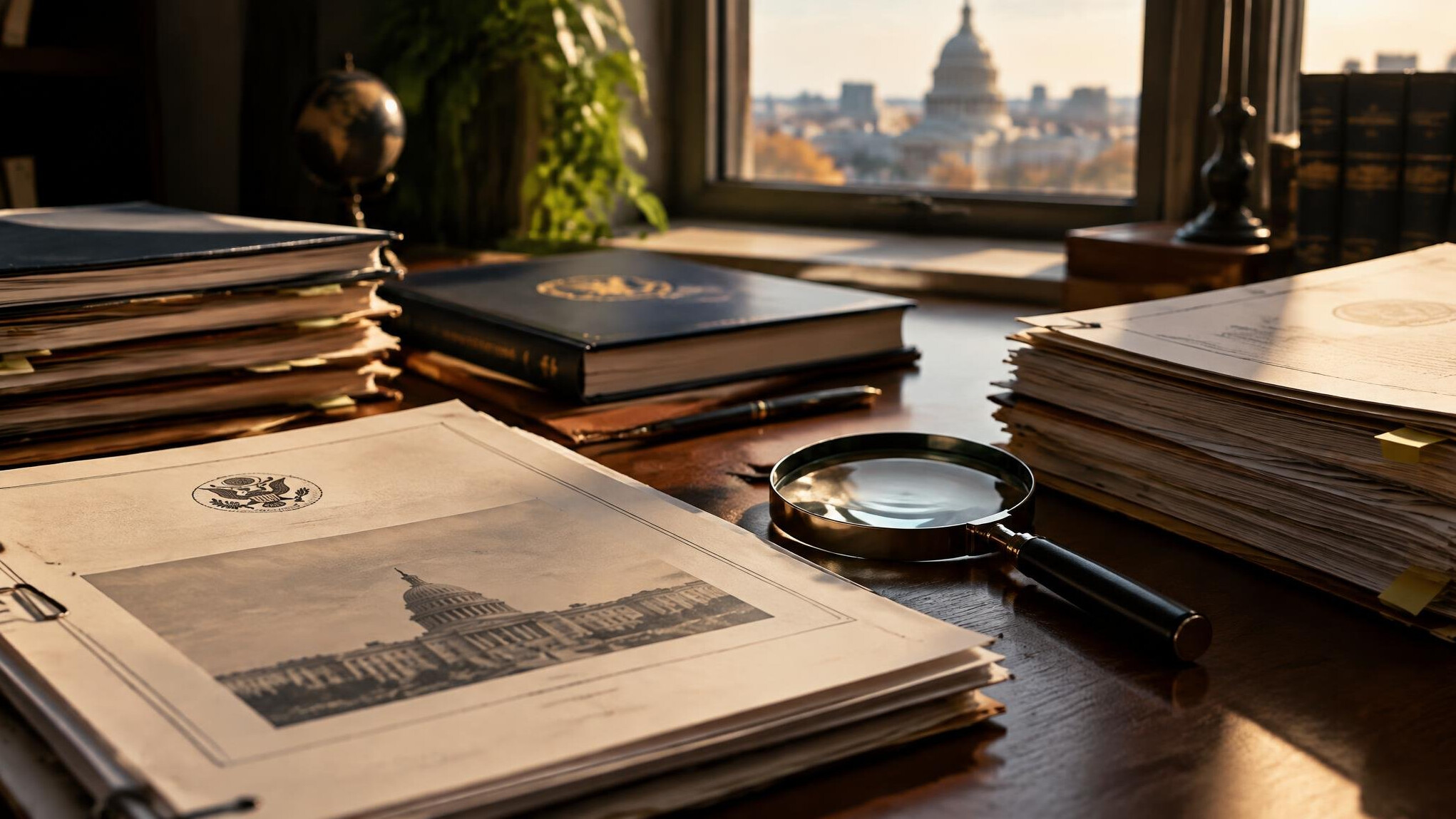 Documents and files on a desk representing investigative journalism