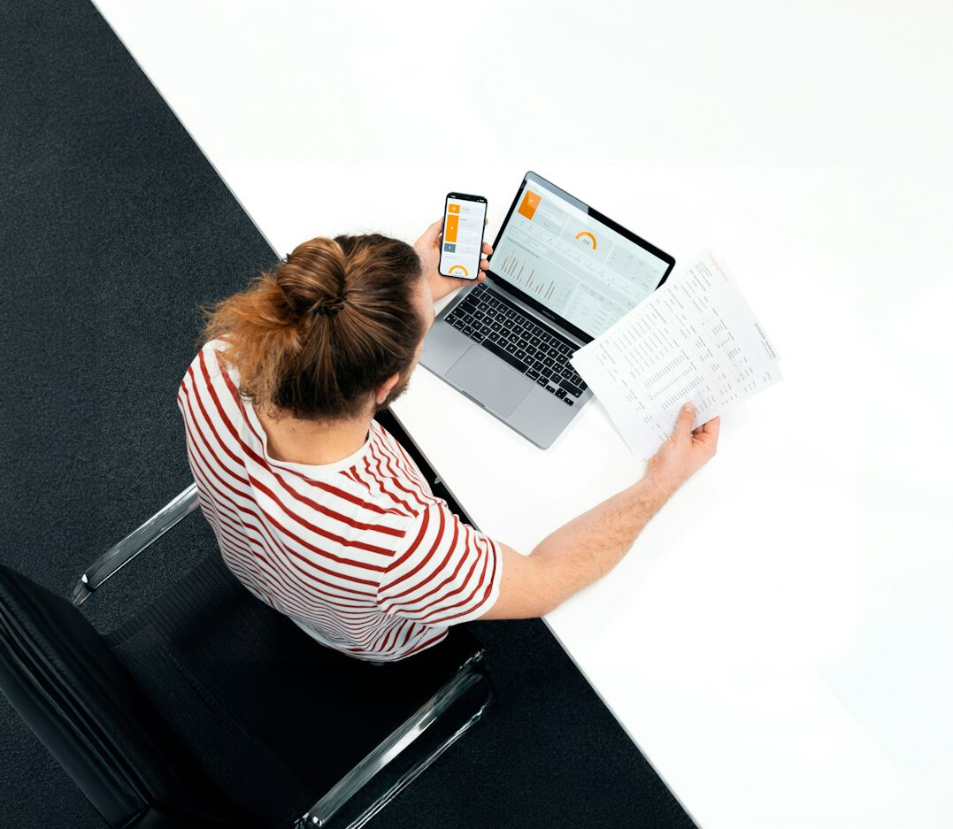 researcher reviewing files